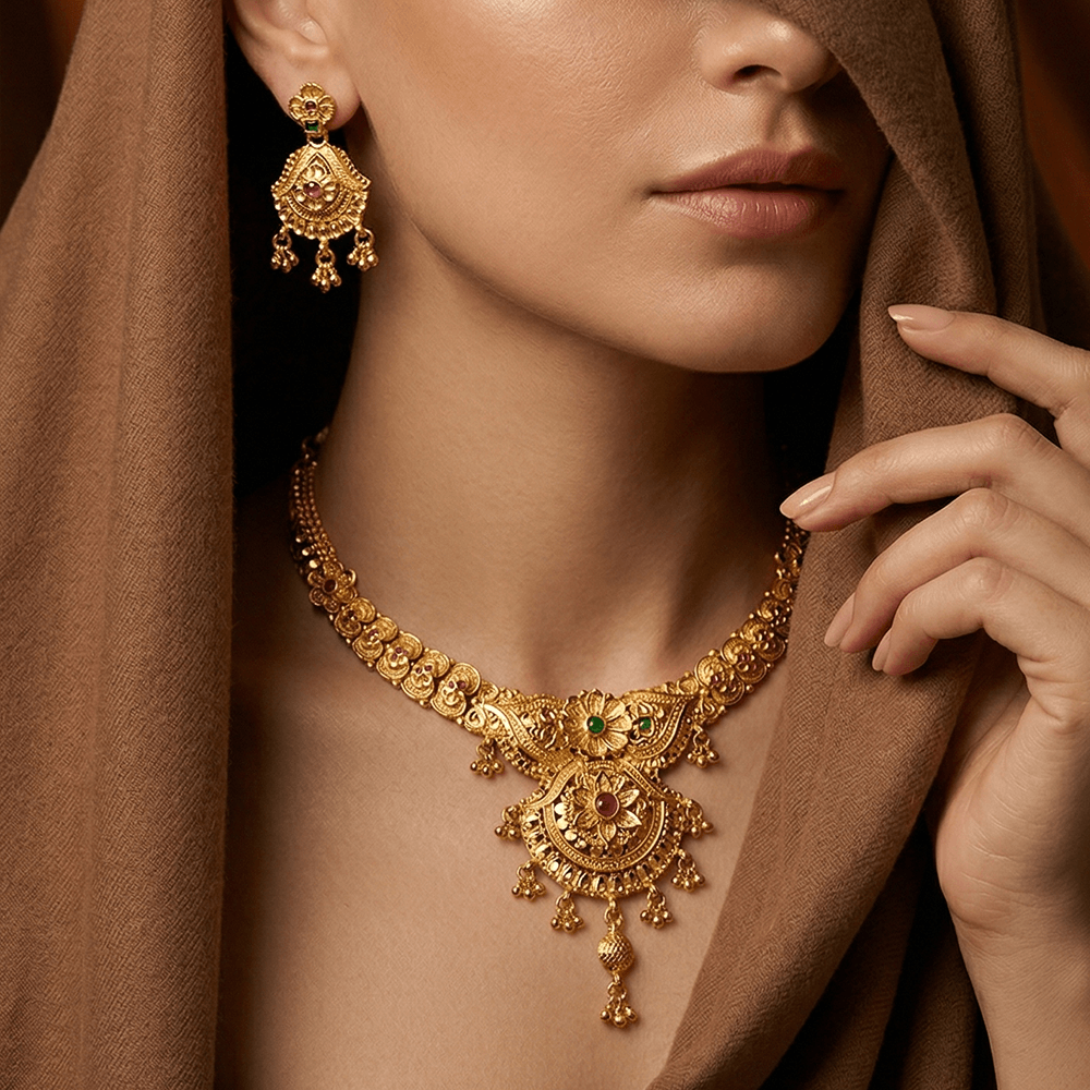 Utsav 24K Real Gold Plated Necklace + Earring  | Nek_805