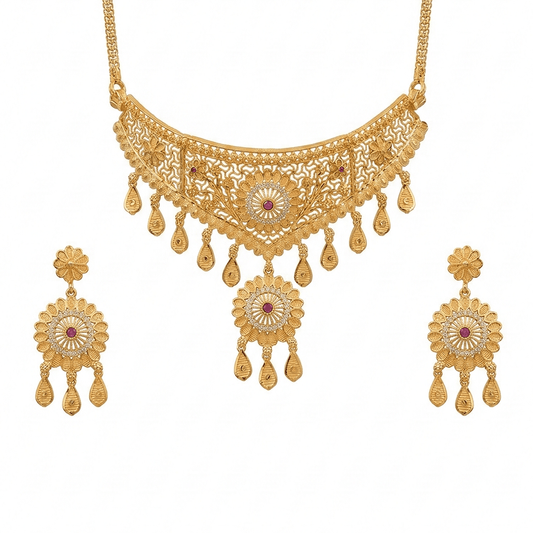 Utsav 24K Real Gold Plated Choker Necklace + Earring  | Cho_804