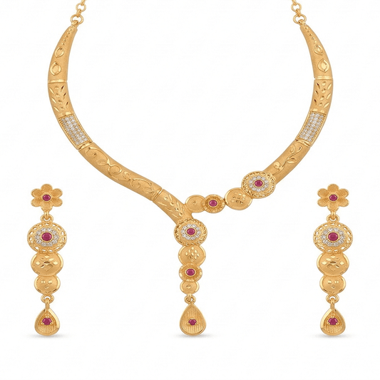 Utsav 24K Real Gold Plated Necklace + Earring  | Nek_804