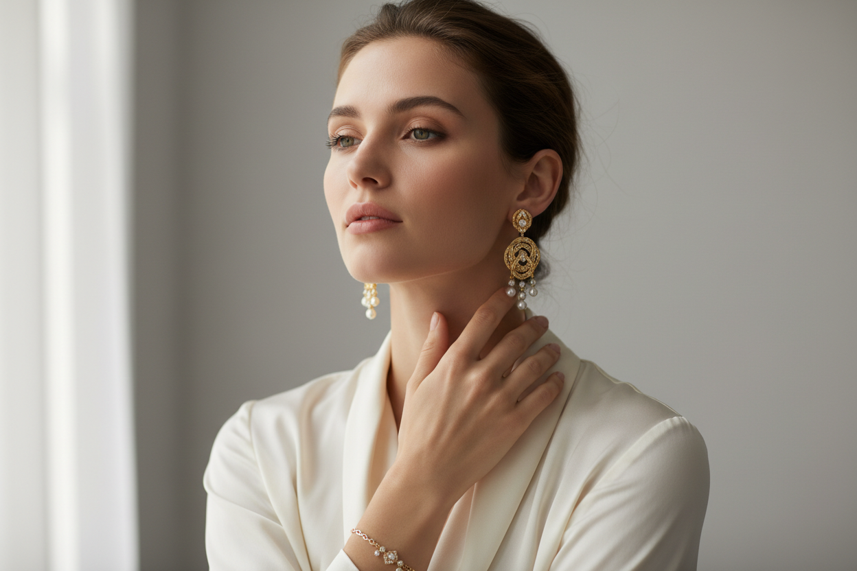 earring wearing model